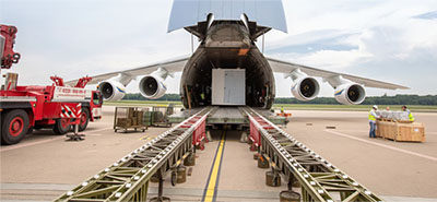 Cargo aircraft being loaded for an air freight service
